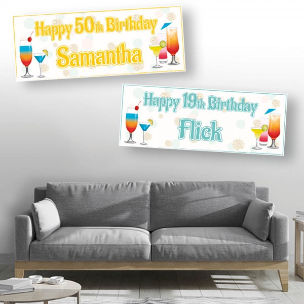 Cocktail Party Personalised  Birthday Banners