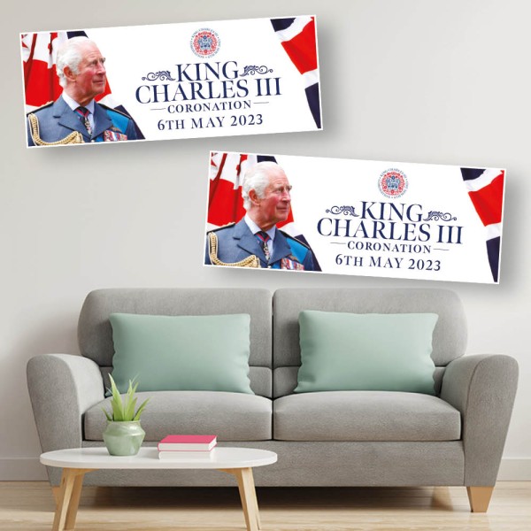 King Charles III Coronation Banners - Design 1 - Pack of 2