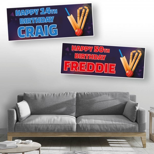 Cricket Personalised Birthday Banners 