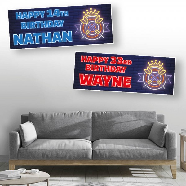 Darts Crown Personalised Birthday Banners 