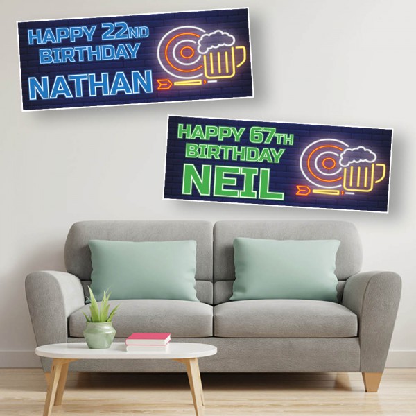 Darts & Beer Personalised Birthday Banners 