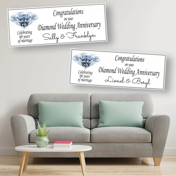 Diamond Wedding Anniversary Personalised Banners