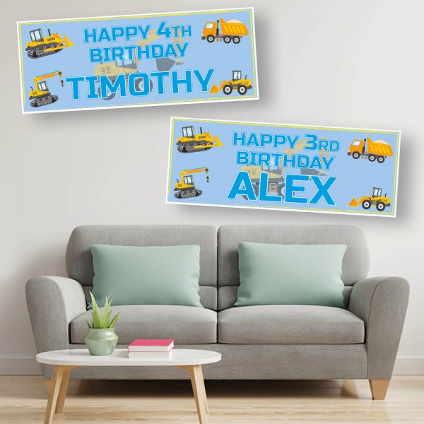 Digger Personalised Birthday Banners
