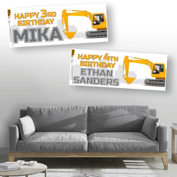 Digger Scoop Personalised Birthday Banners