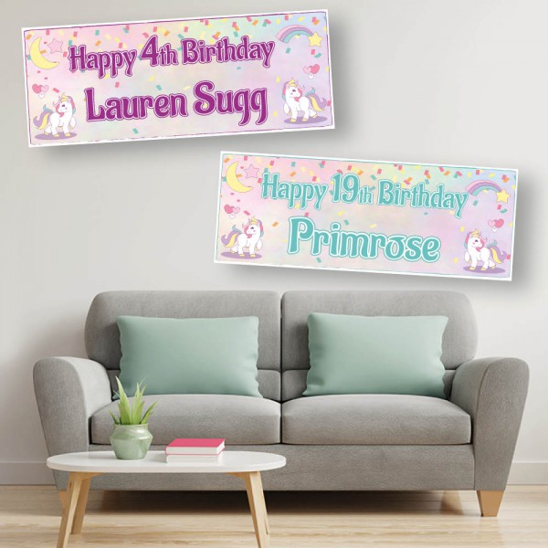 Double Unicorn Personalised Birthday Banners