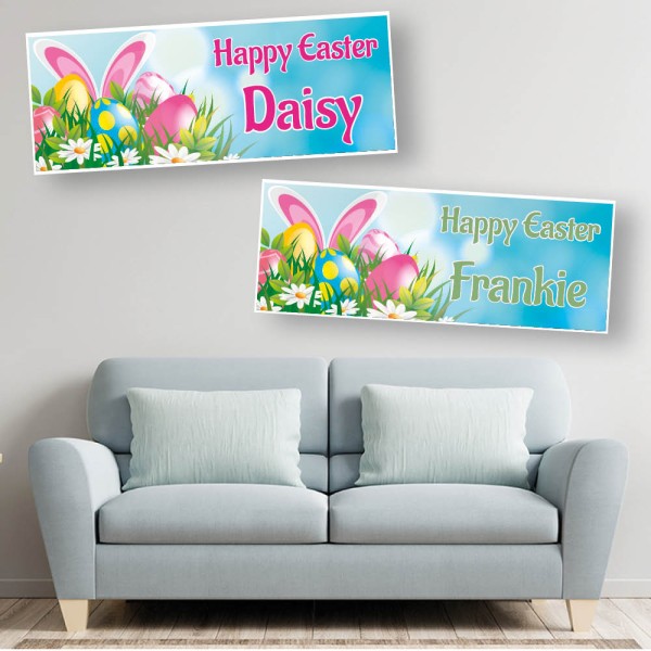 Easter Celebration Pink Ears Personalised Banners