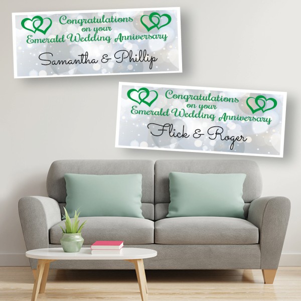 Emerald Wedding Anniversary Personalised Banners