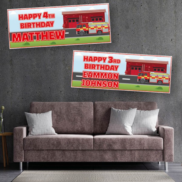 Fire Engine Personalised Birthday Banners