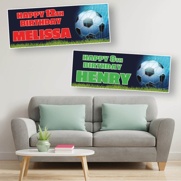 Football Goal Black Personalised Birthday Banners