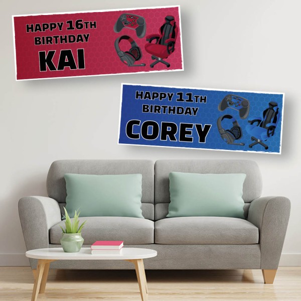 Gaming Set Personalised Birthday Banners
