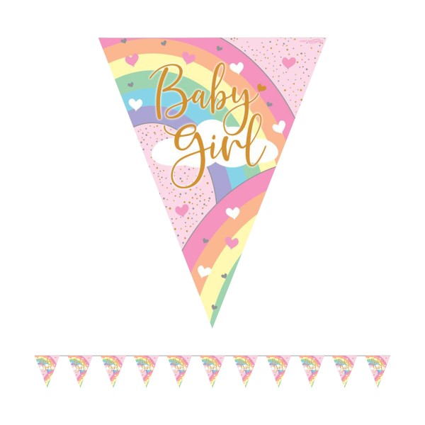 Holographic Baby Girl Rainbow Bunting