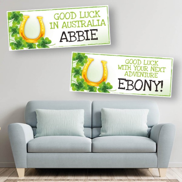 Good Luck Horse Shoe & Clover Personalised Banners