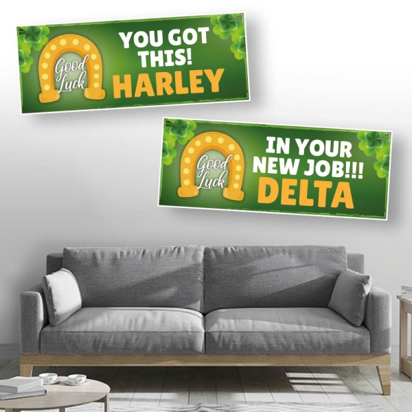 Good Luck Flowing Horse Shoe Personalised Banners