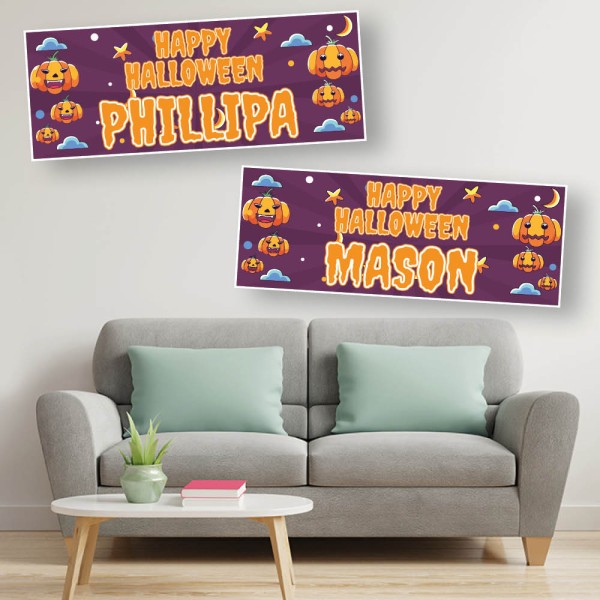 Happy Halloween Pumpkin Personalised Banners
