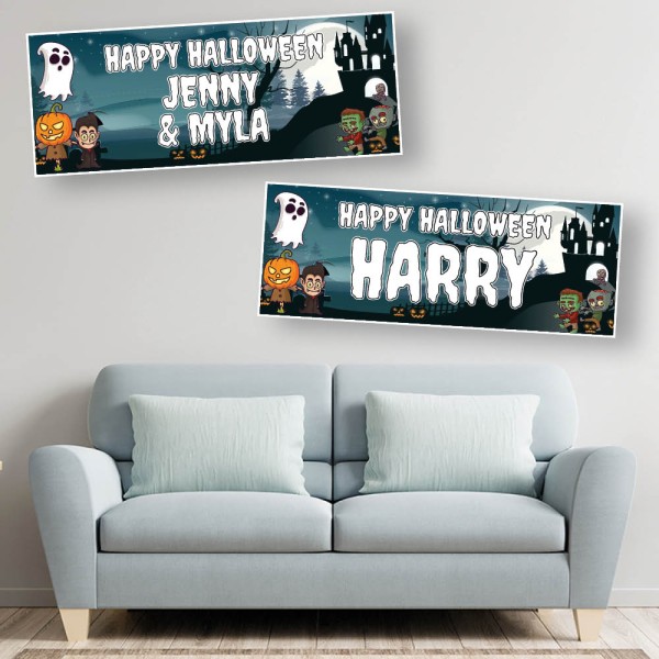 Happy Halloween Zombie Personalised Banners