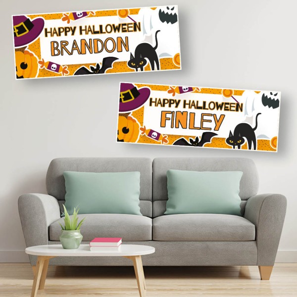 Halloween Black Cat Personalised Banners