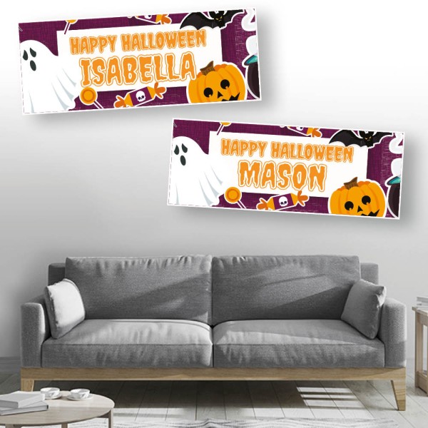 Happy Halloween Sweets & Pumpkin Personalised Banners