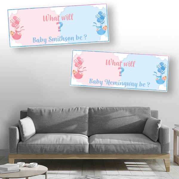 Baby Reveal He or She Baby Personalised Banners