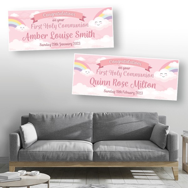 First Holy Communion Rainbow Personalised Banners