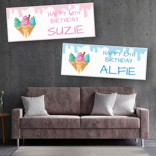 Ice Cream Personalised Birthday Banners