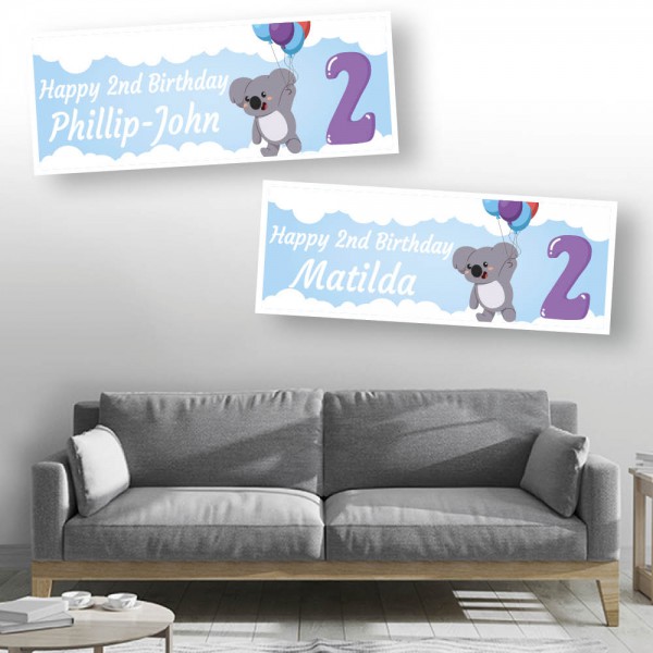 2nd Birthday Koala Personalised Banners