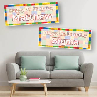 Building Block Personalised Birthday Banners