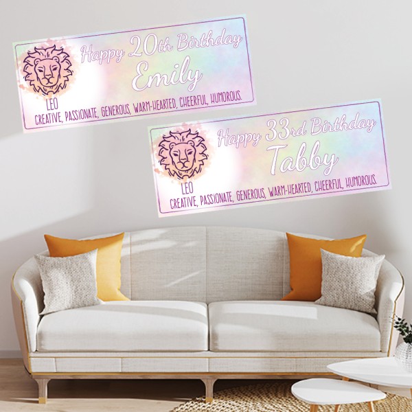 Zodiac Leo Star Sign Personalised Birthday Banners