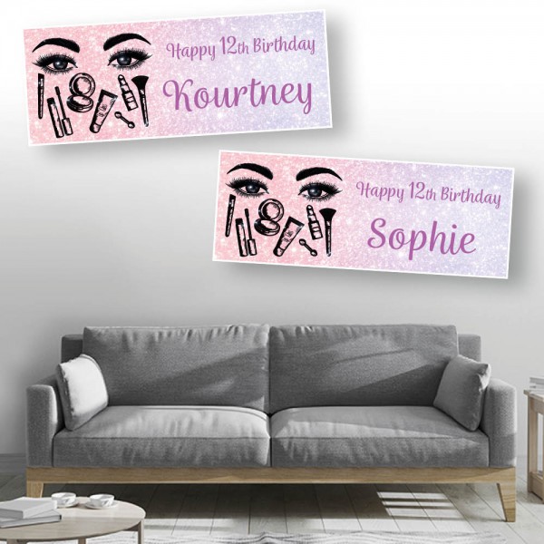 Beautiful Eye Makeup Personalised Birthday Banners