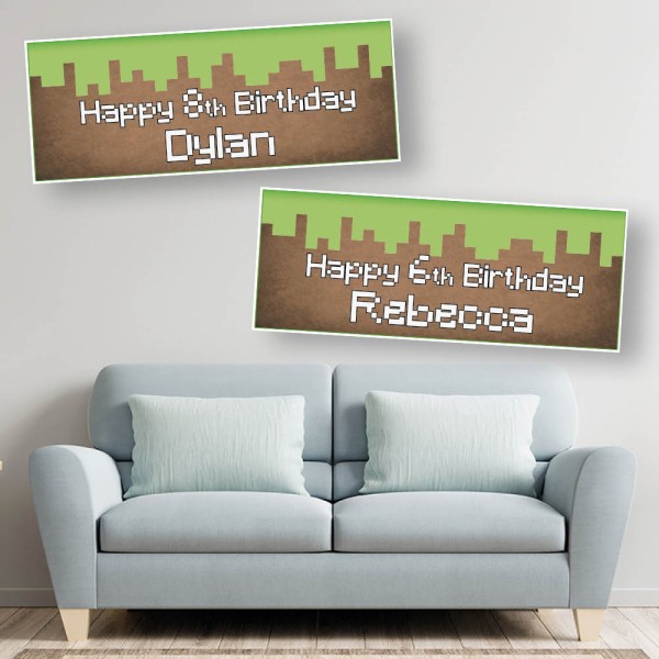 Minecraft Unofficial Personalised Birthday Banners - NOT AN OFFICIAL MINECRAFT PRODUCT.  NOT APPROVED BY OR ASSOCIATED WITH MOJANG.