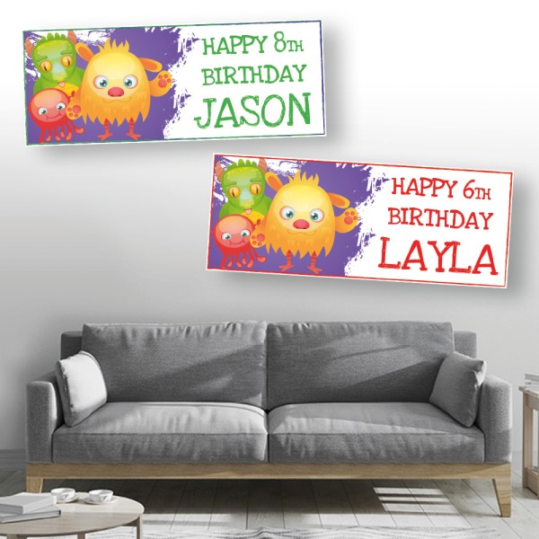 Monster Blob Personalised Birthday Banners