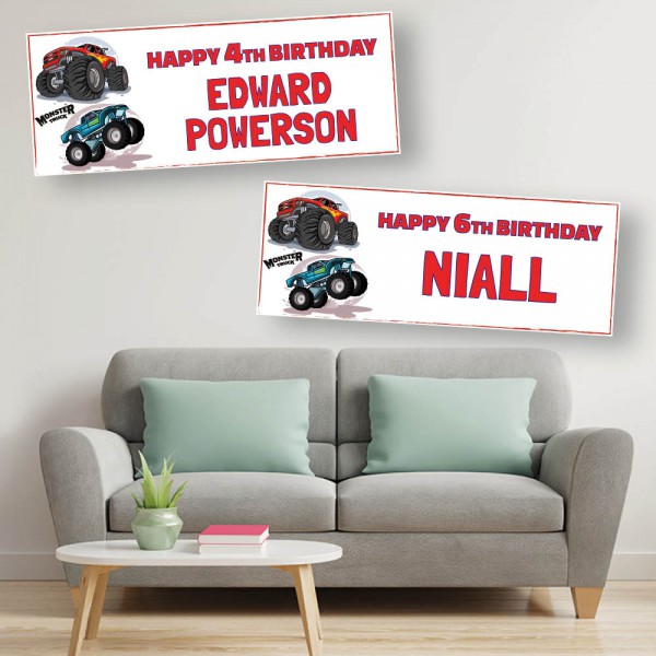 Monster Truck Personalised Birthday Banners 