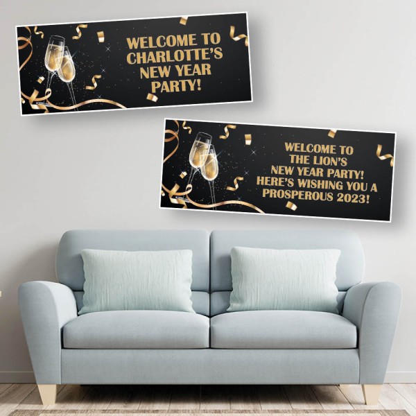 Champagne Party Celebration Personalised Banners