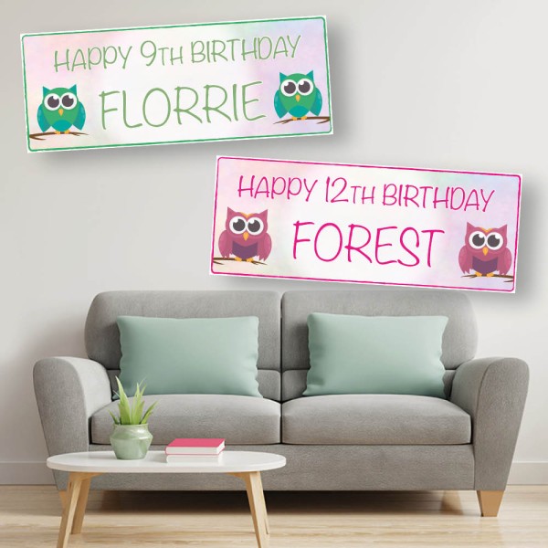 Owl Personalised Birthday Banners
