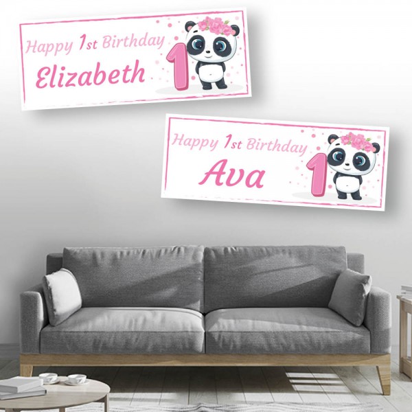 1st Birthday Panda Personalised Banners