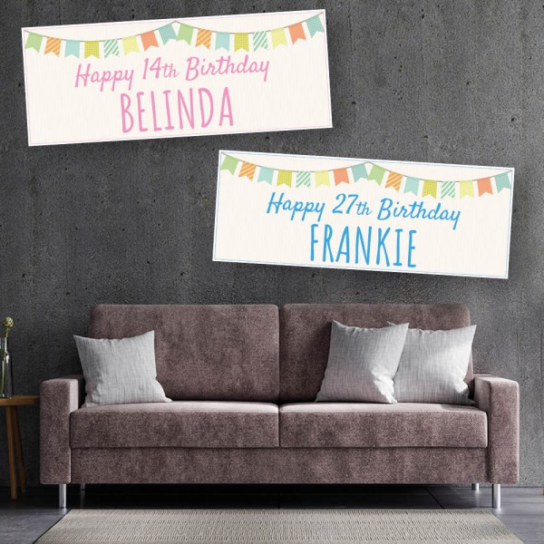 Pastel Bunting Personalised Birthday Banners