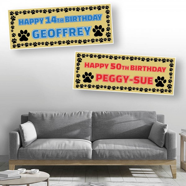 Paw Print Personalised Birthday Banners