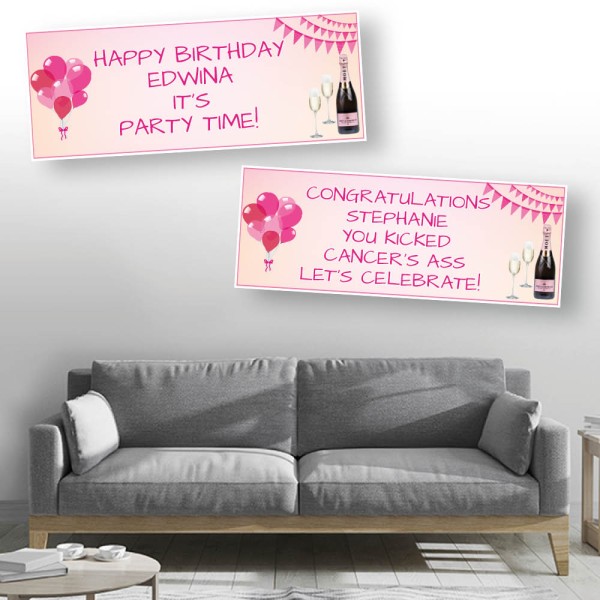 Pink Personalised Celebration Banners