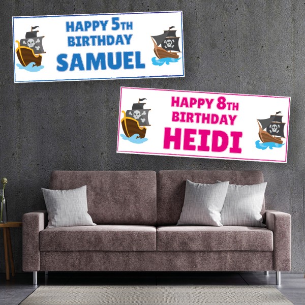 Pirate Ship Personalised Birthday Banners
