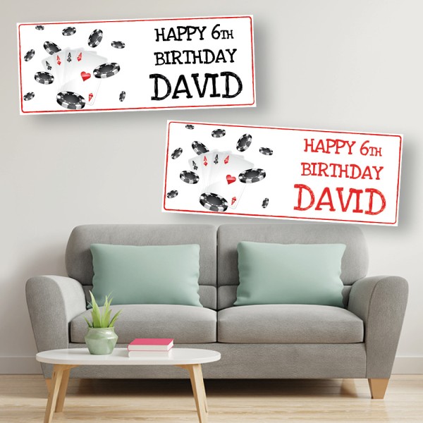 Playing Cards Poker Personalised Birthday Banners