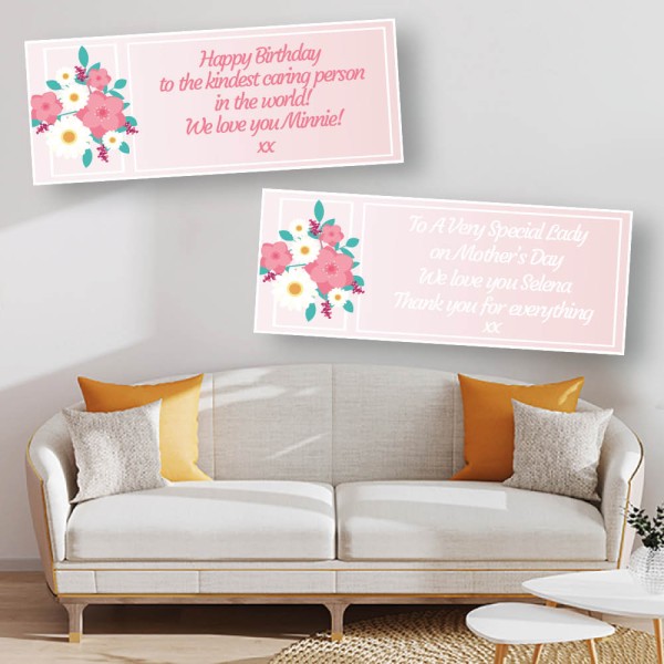 Pretty Pink Flowers Personalised Celebration Banners