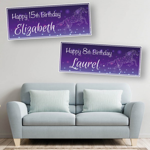 Pretty Glow Horse Personalised Birthday Banners