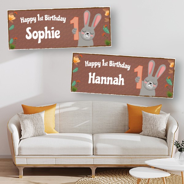 1st Birthday Rabbit Personalised Banners