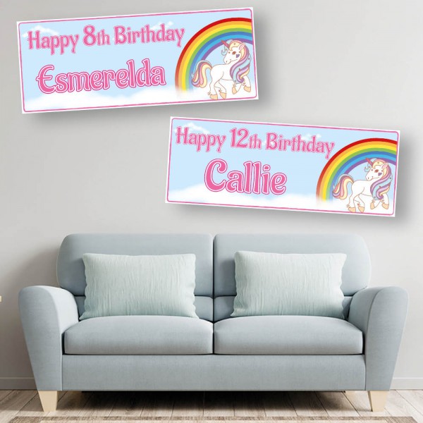 Unicorn Rainbow Personalised Birthday Banners
