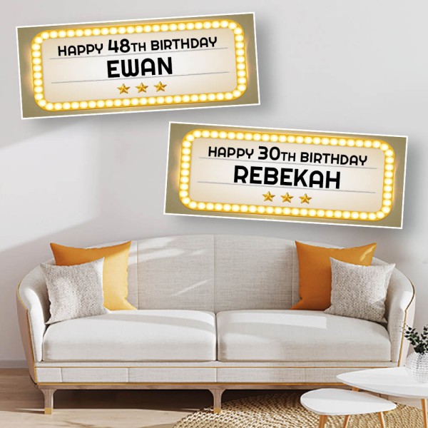 Light Box Retro Personalised Birthday Banners