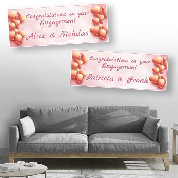 Rose Gold Heart Personalised Engagement Banners