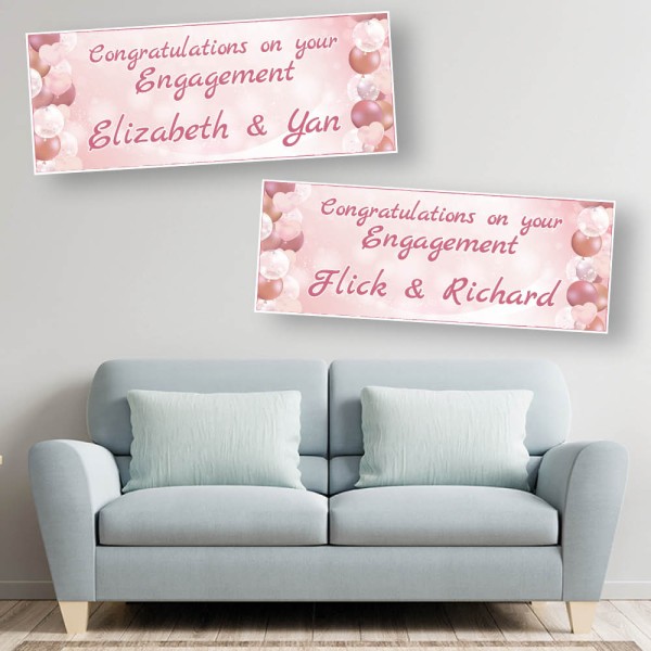 Rose Gold Balloon Personalised Engagement Banners