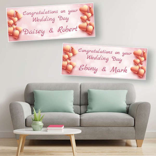 Rose Gold Heart Personalised Wedding Banners