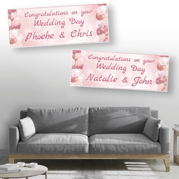 Rose Gold Balloon Personalised Wedding Banners