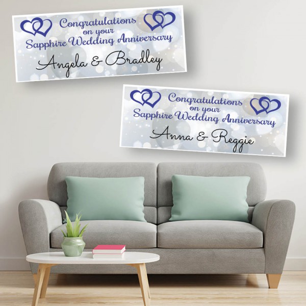 Sapphire Wedding Anniversary Personalised Banners
