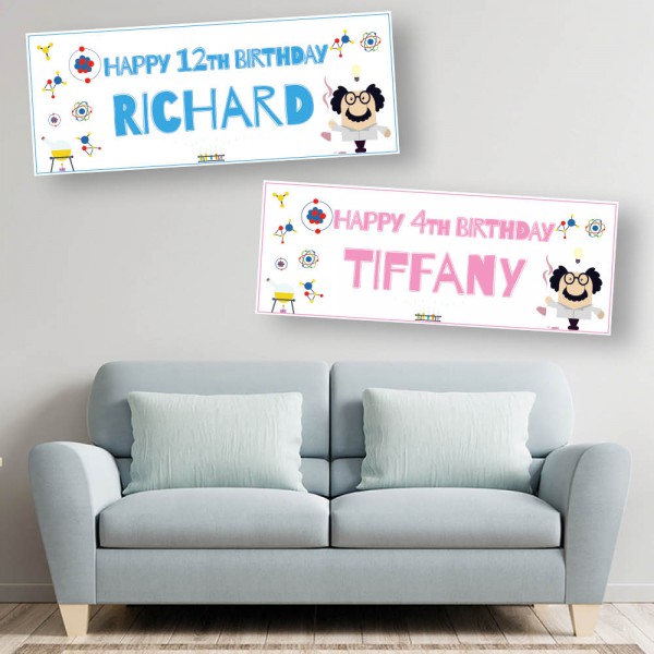Science Mad Scientist Personalised Birthday Banners